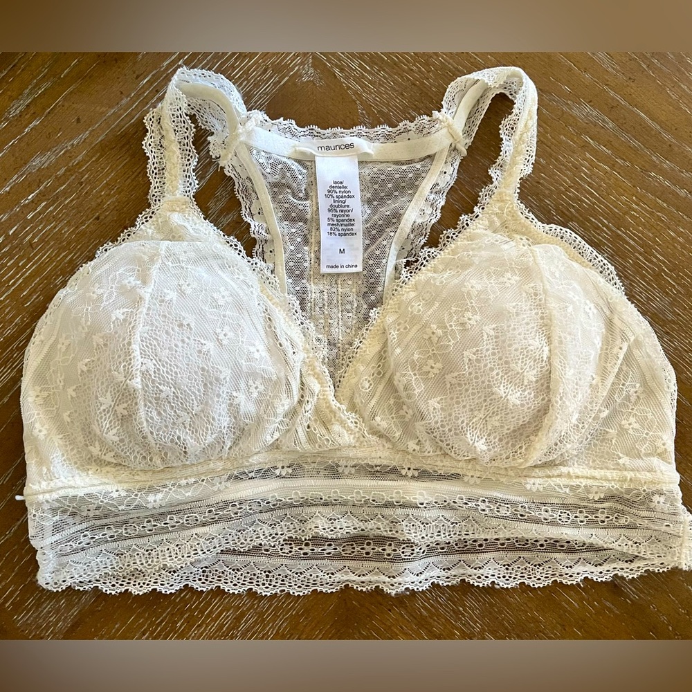 Maurice’s cream Lace Razorback Bralette